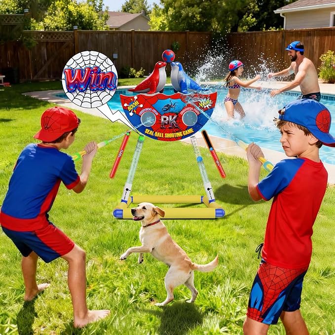DX DA XIN Seal Ball Water Shooting Game for Kids, Water Floating Shooting Target with 2 Blaster Squirt Guns,Beach Party Outdoor Pool Summer Water Toys Gifts for 3 4 5 6 7 8 9 Years Old Boy Girls
