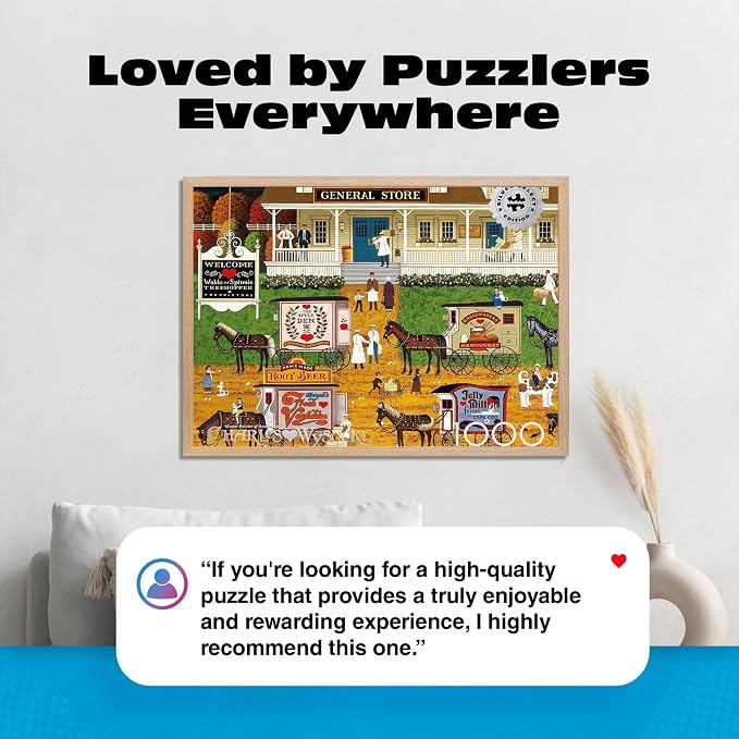 Buffalo Games Charles Wysocki Storin Up 1000 Piece Jigsaw Puzzle - Silver Select, 26.75 x 19.75 in, with Poster - 1000 Piece Puzzle for Adults - Americana Village Scene - Foil Accent Box