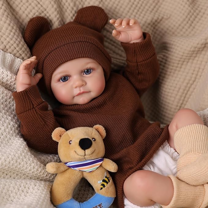 BABESIDE Lifelike Reborn Baby Dolls Boy - 17-Inch Baby Soft Body Realistic-Newborn Baby Doll Silicone Full Body Vinyl Real Life Baby Dolls with Toy Accessories for Kids Age 3+