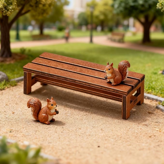 Uonlytech 2Pcs Wooden Mini House Bench Miniature Furniture for Dollhouse Decorative Miniature Bench Model for Bedroom and Dining Accessories