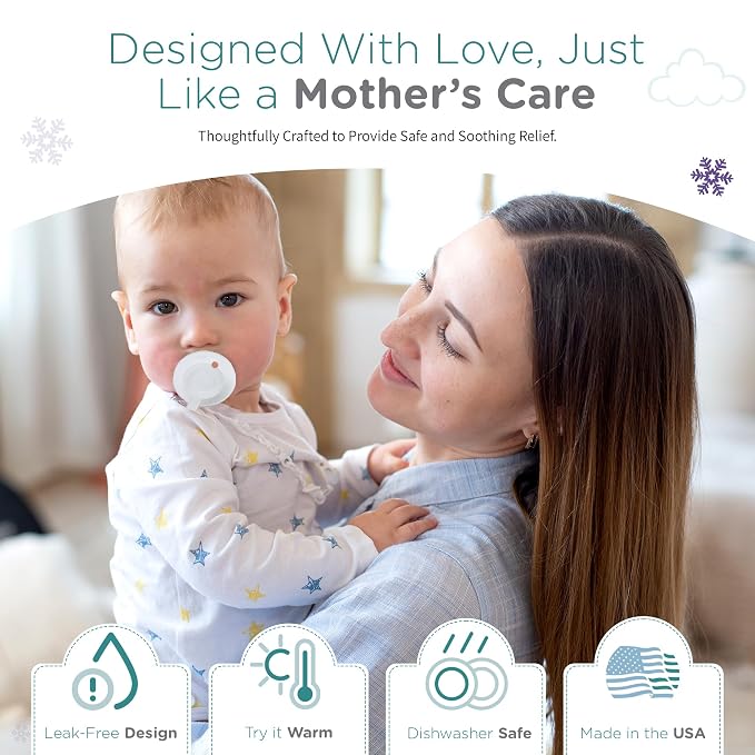 Nippii Freezable Teething Pacifier, Baby Teether Toys 0-9 Months, BPA Free | Hands-Free, Medical-Grade Silicone, Water-Fillable, Cold. Infant 0-3mo, Baby 3-6mo, 6-9mo. Made in USA, CPSC Compliant