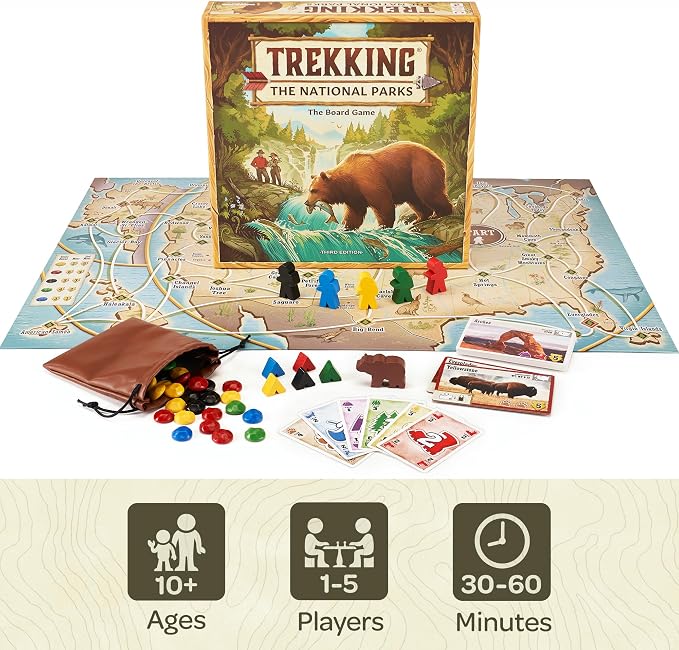 Underdog Games Trekking The National Parks - Award-Winning Family Board Game for Kids Ages 10+ - Easy to Learn, Fun Activities for 1-5 Players, Great for Family Bonding & for National Parks Lovers