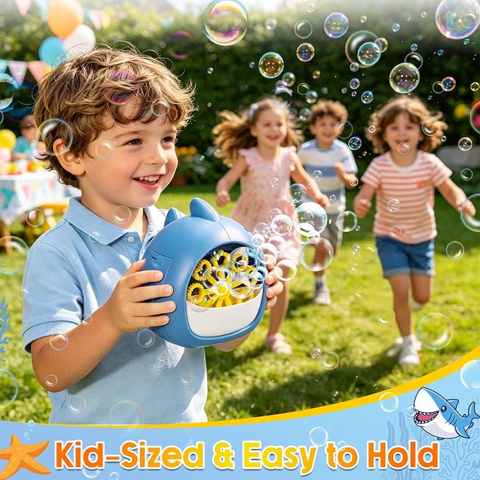 JONEG Bubble Machine Toys for Kids 3-8 Years Old - Bubble Blower Maker with Solutions, Outdoor Toy, Birthday Gift for 3 4 5 6 7 8 Year Old Girls Boys Toddlers