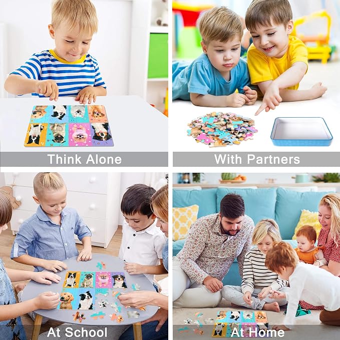 LELEMON Puzzles for Kids Ages 4-6,Dog 60 Piece Puzzles for Kids Ages 4-8,Children Jigsaw Puzzles Kids Puzzles in a Metal Box,Educational Learning Puzzle Toys for Girls and Boys