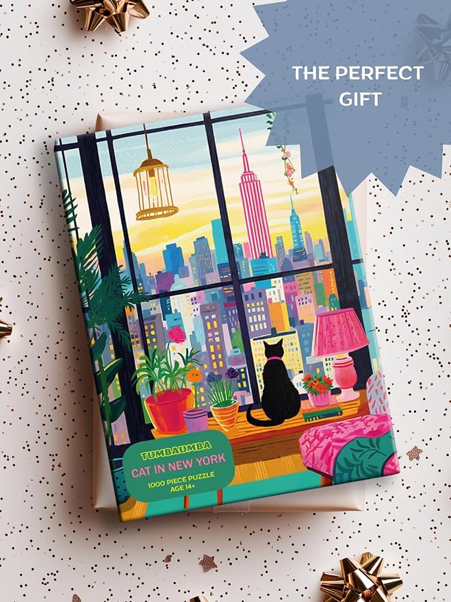 Puzzle for Adults 1000 Pieces, Cat in New York, Colorful Relaxing Jigsaw Puzzle, Mate Finish, Poster Included 1000 piece Puzzle for Adults, Stress Relief Art Puzzle.