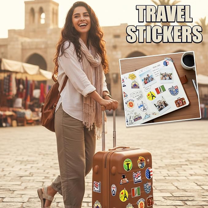 QTL Luggage Stickers for Travel, Waterproof Vinyl Stickers for Easy Luggage Identification, Suitcase and Travel Gear, 100PCS