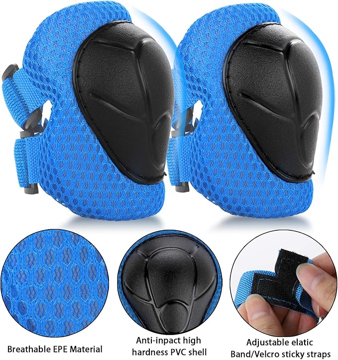 WayEee Kids Bike Helmet Set Skateboard Knee Pads, Helmet Pad Set Protective Gear Set Adjustable for Girls Kids 3-14 Helmet Elbow Pads Wrist Guards for Sport Cycling Bike Roller Skating Scooter