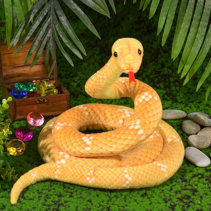 Snake Plush, Stuffed Snake Animal, 71 in Large Toy Snakes for Kids, Giant Stuffed Animals Snake, Lifelike Plush Snake for Birthday Present Party Prank Prop (Yellow)