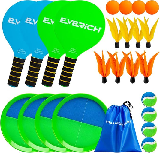 Toss and Catch Ball Set & Paddle Ball, Outdoor Games for Kids Toys, Christmas Family Games, Beach Pool Camping Yard Game Outside Toys, Gifts for Boys Girls 3 4 5 6 7 8 9 10 11 12 Years Old