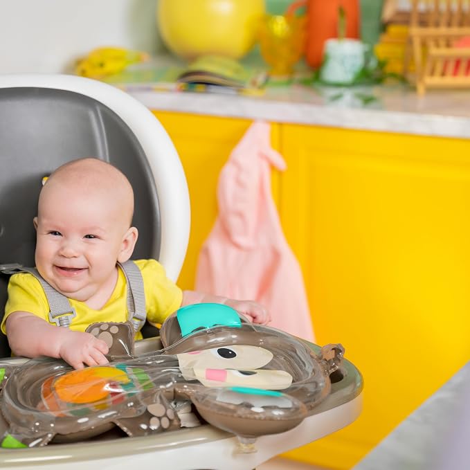 Bright Starts Hungry Monkey Water Mat, Baby Play Mat, Inflatable Sensory Toy for Infants Age 0-6 Months