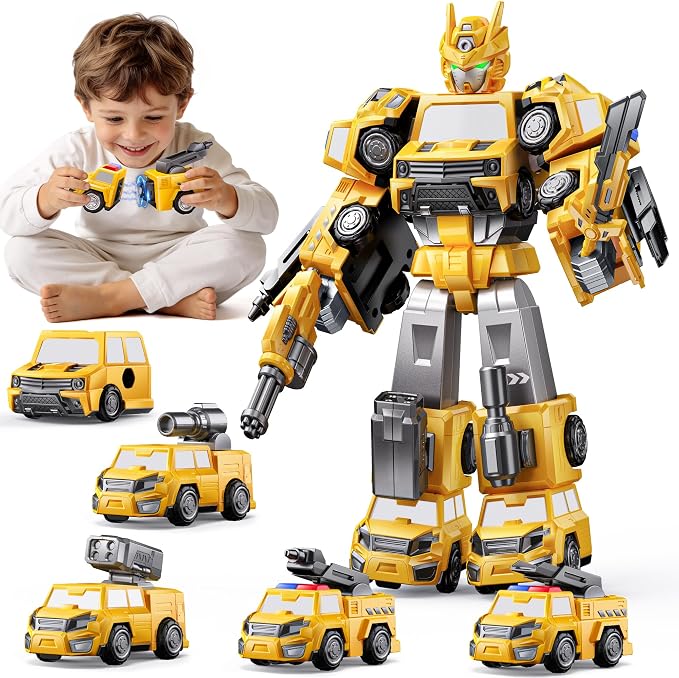 Gifts for 3 4 Year Old Boys, Toys for 3 4 Year Old Boys, 5-in-1 Transform Robot Toys for Boys 4-6, Easy DIY Assembly, 3 4 Year Old boy Birthday Gifts, Ideals Toys for Boys, Kids Toys