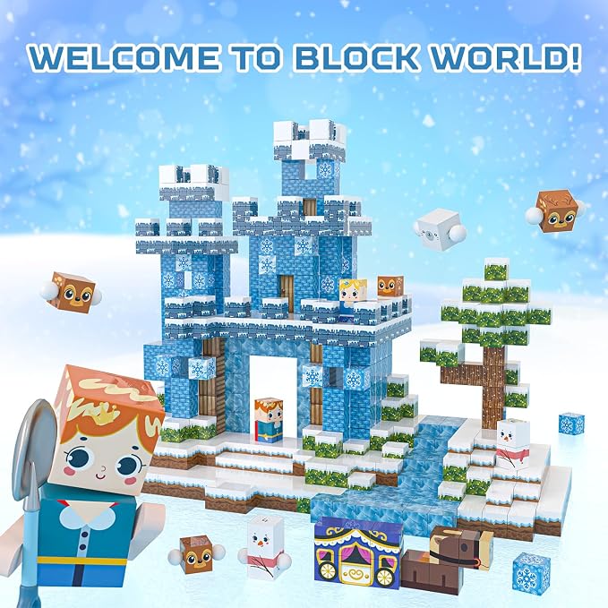100PCS Magnetic Blocks, Magnet Building Blocks for Kids Age 4-8, Magnetic Cubes Sets for Frozen Princess Castle Build, Magnet Cubes Tiles Toys for Girls Age 3+ Years Old Birthday Gift