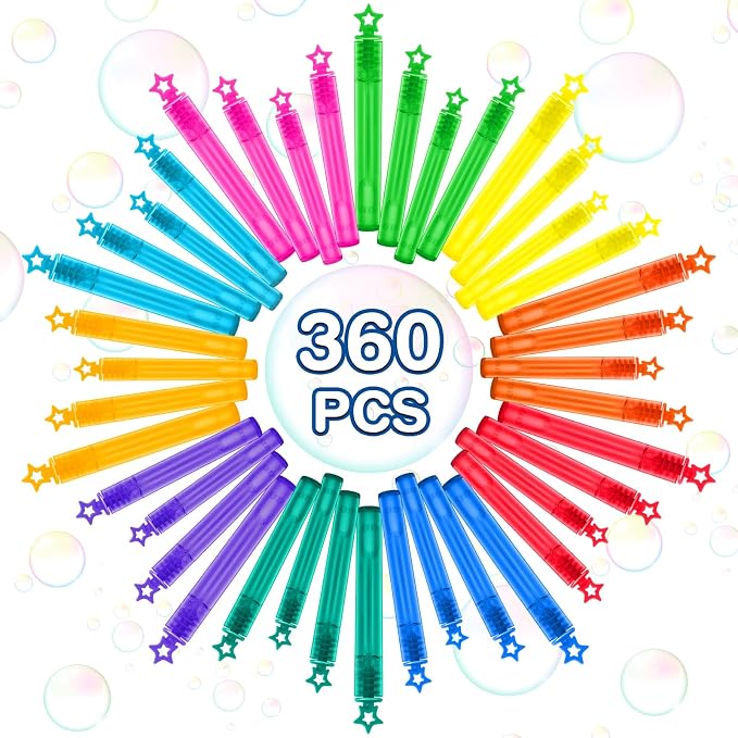 240 Pcs Mini Bubble Wands in 10 Colors, Bulk Party Favors for Kids, Themed Birthday, Christmas, New Year, Valentine, Carnival, School Classroom Prizes for Boys & Girls, Ideal Goodies Bags Stuffers