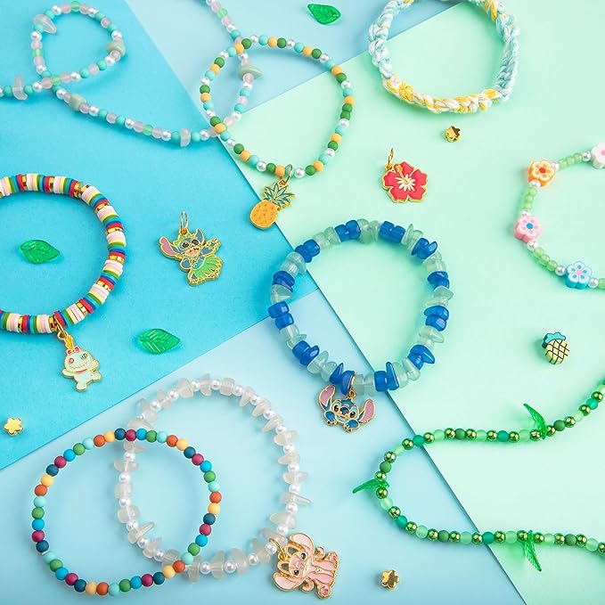 Fashion Angels Disney Stitch Coastal Treasures Jewelry Design Super Set, Includes Shell-Shaped Tray, Enamel Charms & More, DIY Creative Making Kit for Kids
