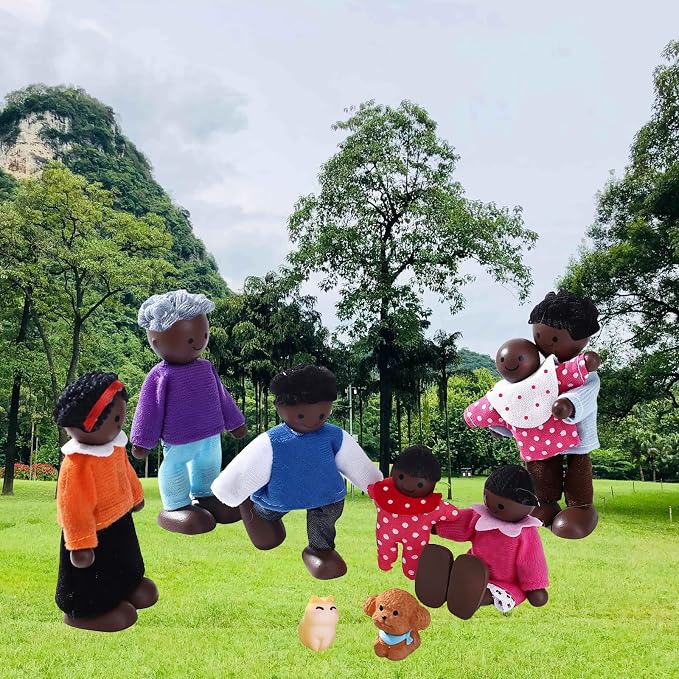 ONEST 10 Pieces Wooden Dollhouse Family Set Mini People Figures Sets Dollhouse Dolls Wooden Doll Family Pretend Play Figures Accessories for Pretend Doll House