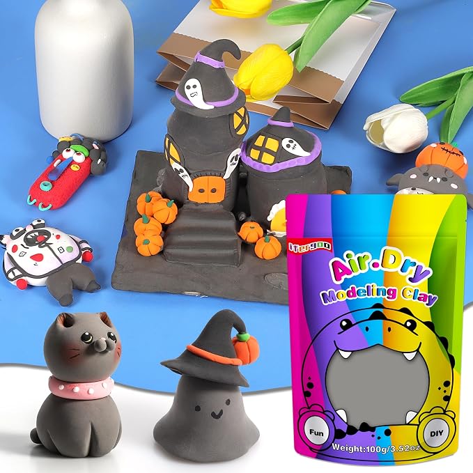 ifergoo Gray Air Dry Clay, DIY Creative Modeling Clay for Kids, Super Light Magic Foam Clay for Kids Age 3-12, Soft, No-Sticky & Non-Toxic, Molding Clay for School Art & Craft Project(Gray 100g/3.5oz)