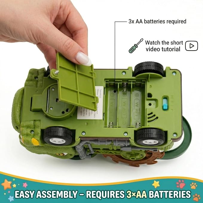Dinosaur Truck Toy For Kids Ages 3 4 5 6 7 8, 3-in-1 Dinosaur Truck, 3 Sliding Little Dinos On Tracks , & Glow in Dark Mode. Includes Obstacle Detection For Continuous Play And Endless Adventure.