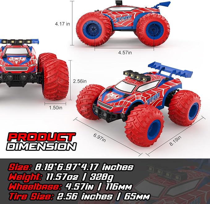EpochAir 1:18 Remote Control Car - 20km/h 2.4GHz All Terrain Off-Road Monster Truck with Bodylights&Headlights &Headlamps, Rechargeable Toy Car Gift for 3 4 5 6 7 8 9 10-12 Year Old Boys Girls Kids