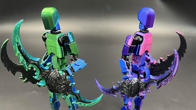 SANSGOUP T13 Dummy Action Figure Set (Assembly Completed), 3D Printed Multi-Jointed Movable Titan 13 Lucky 13 Mobile Robot, Nova 13 Action Figures Desktop Decorations for Game Lovers Toy (Purple Blue
