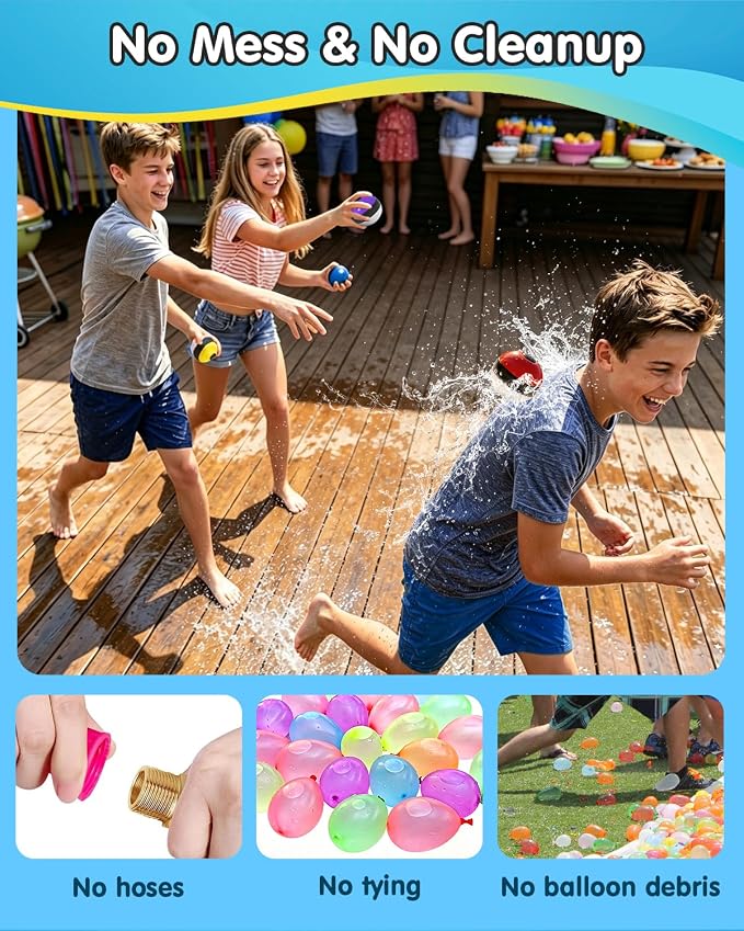 Reusable Water Balloons 12 Pcs, Refillable Self-Sealing Water Bombs, Quick Fill Silicone Water Balls for Kids, Non-Magnetic Splash Toys for Outdoor Summer Fun, Pool Beach Backyard Water Park Games