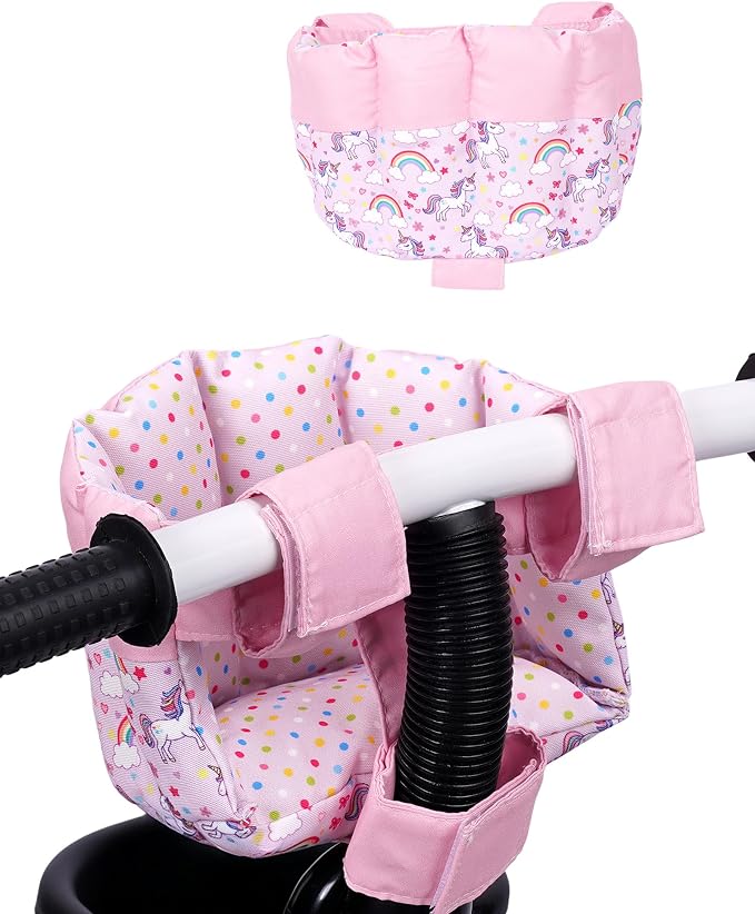 BABESIDE Doll Bike Seat for 12 Inch Dolls, Pony Doll Carrier for Kids Bike and Scooter, Baby Doll Accessories for Outdoor Play, Doll Bicycle Seat Gift for Girls Age 3+