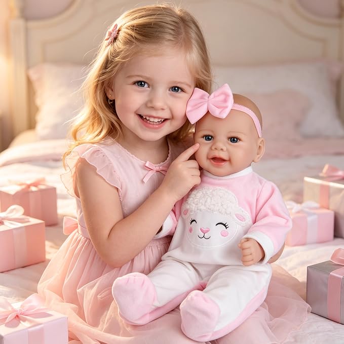 Milidool Baby Doll Girl - 17-Inch Soft Body Realistic Baby Doll Real Life Baby Dolls for 3+ Years Girl Birthday Gifts, Pretend Play, Christmas & Collection