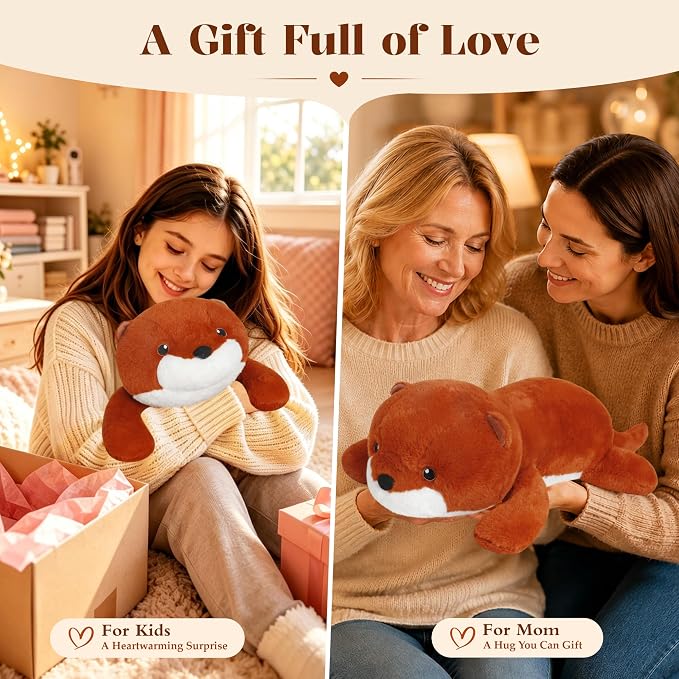 Wepop Weighted Otter Stuffed Animals, 5lbs Weighted Plush Toy Animal Huggable Pillow Plushie for Kids, Soft Otters Heavy Plushies Gifts for Adults