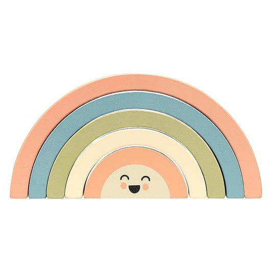 Pearhead Wooden Arch Rainbow Stacking Toy, Montessori Sorting and Balancing Toy for Babies and Toddlers 12+ Months