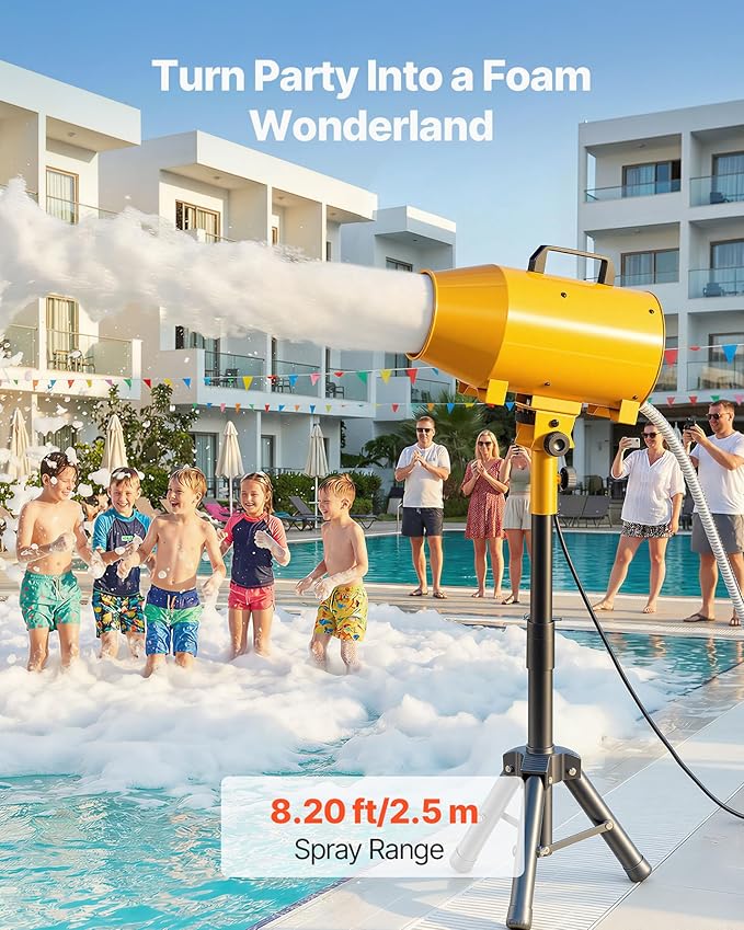 VEVOR Foam Machine, Adjustable Angle Control Foam Cannon Party Machine, Bubble Cannon with Fan & Triangular Structure, Dense Foams Maker for Backyard, Celebrations & Party, Continuous Foams Output