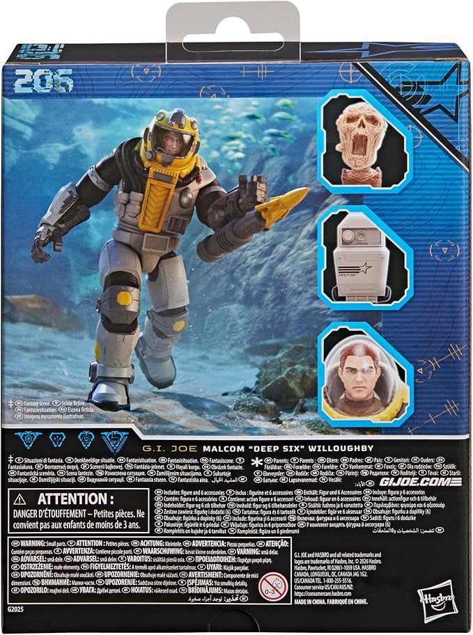 G.I. Joe Classified Series #206, Malcom Deep Six Willoughby, Collectible Deluxe 6 Inch Action Figure Set with 6 Accessories