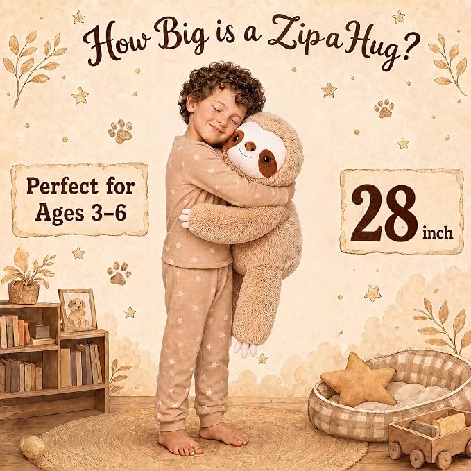 gnomantic Sloth Weighted Stuffed Animals - 28 Inch 5.0 Pounds Weighted Plushies Sloth Stuffed Animal - Large Plush Pillow - Cute Plush Toy Gifts for Kids & Adults (28" 5.0 lbs)