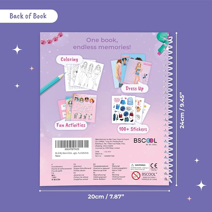 BSCOOL Me and My Bestie - Sticker Dress Up, Drawing, Coloring and Fun Activity for Girls Ages 5 and Up. Creative Fashion Design for Betfriends.Gift for Girls