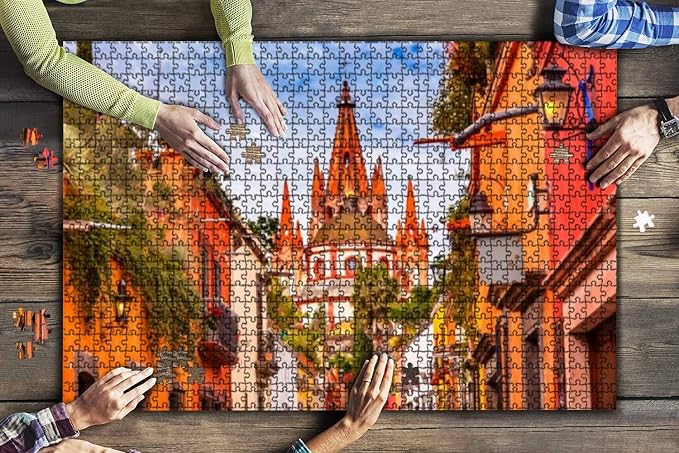 1000 Piece Jigsaw Puzzles for Adults - Church in San Miguel de Allende,Mexico -Challenging Wooden Puzzle for Youth Children Home Decor Entertainment Toy Creative Family Games Best Gifts