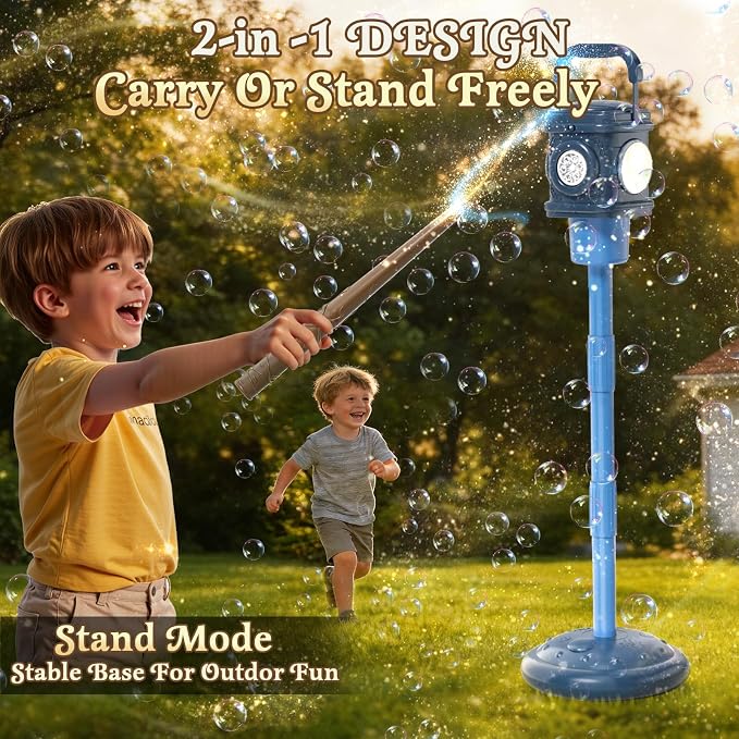 Automatic Bubble Machine for Kids & Toddlers 1-3, Remote Control LED Street lamp Bubble Toy for Indoor House Outdoor Play, Summer Water Toys for Toddler Baby Boy Girl Birthday Party Gifts