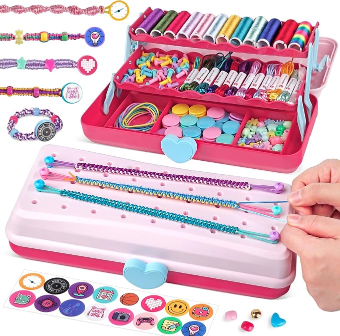 TingingYuli Friendship Bracelet Making Kit for Girls Ages 8-12, DIY String Bracelet Maker with 3-Layer Storage Box, Jewelry Making Kit Arts and Crafts Toy Gift for Kids Ages 6-12