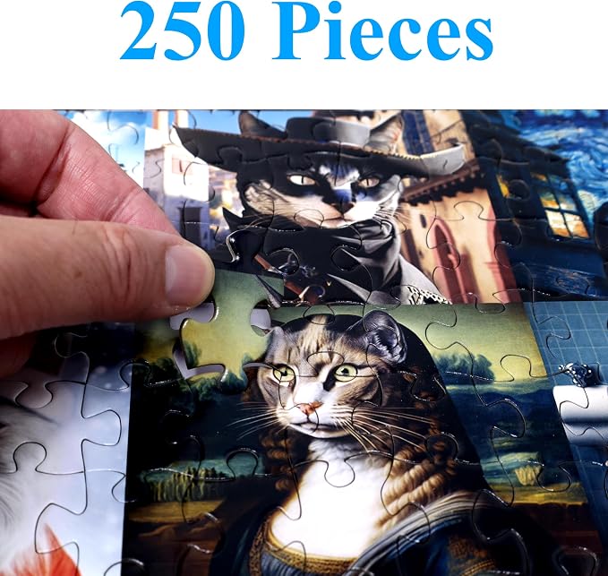 Think2Master Funny Cats 250 Pieces Jigsaw Puzzle Featuring Kittens and Cats. Great Gift. Large Pieces. Size: 14.2” X 19.3”
