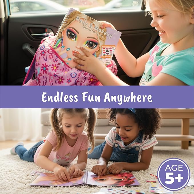 BSCOOL Drawing, Coloring & Sticker. Nails & Makeup Dress Up Sticker Book with 240+ Removable Stickers. Endless Nail Design and Makeup Combination for Kids Ages 4 and Up. Gift for Girls