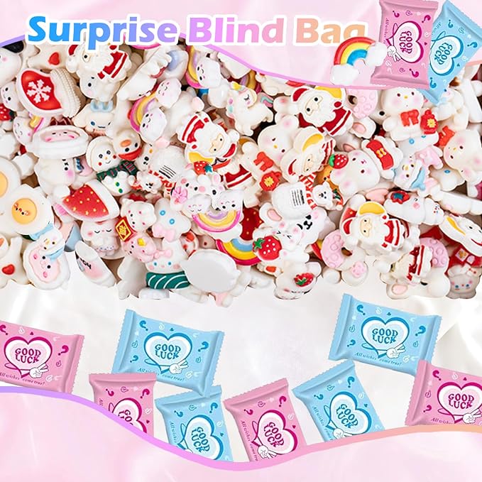 50 Pcs White Cartoon Blind Bags: Mystery Mini Resin Figures for Kids, Random Tiny Cute Charms, DIY Craft Supplies, Dollhouse Miniatures, Party Favor Toys for Collecting & Phone Case Decoration