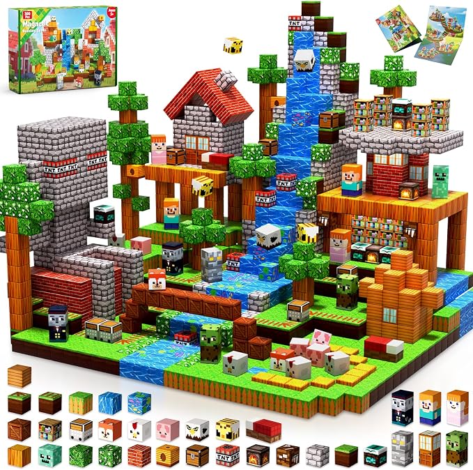 Annexfun 300 PCS Magnetic Blocks - Magnetic Building Blocks, Stacking Magnets for Kids, Sensory Toy for STEM Montessori Sensory Toys for Kids 3+ Boys and Girls Easter Christmas Birthday Gifts