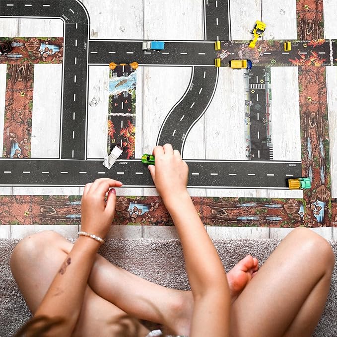 PlayTape Dirt Road Tape for Toy Cars - Sticks to Flat Surfaces, No Residue, 2-Pack of 2 in. x 30 ft. Roll