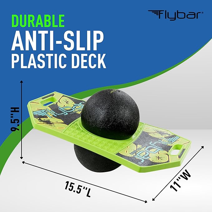 Flybar LED Pogo Trick Ball for Kids Balance Bounce Board w/Anti-Slip Deck