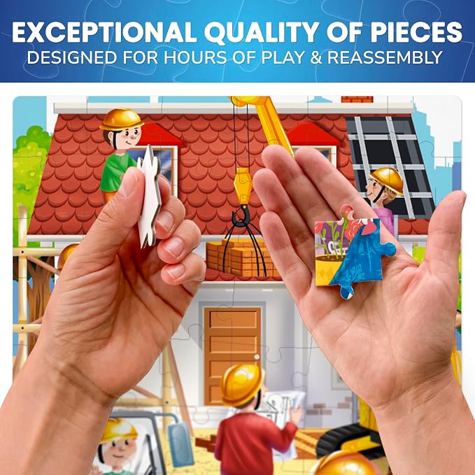 QUOKKA Puzzles for Kids Ages 4-6 - Set 4x60 Pieces Jigsaw Puzzles for Toddlers 3-5 - Space, Dino, Firefighters Toys for Children 6-8 yo - Gift Educational Game for Boys & Girls