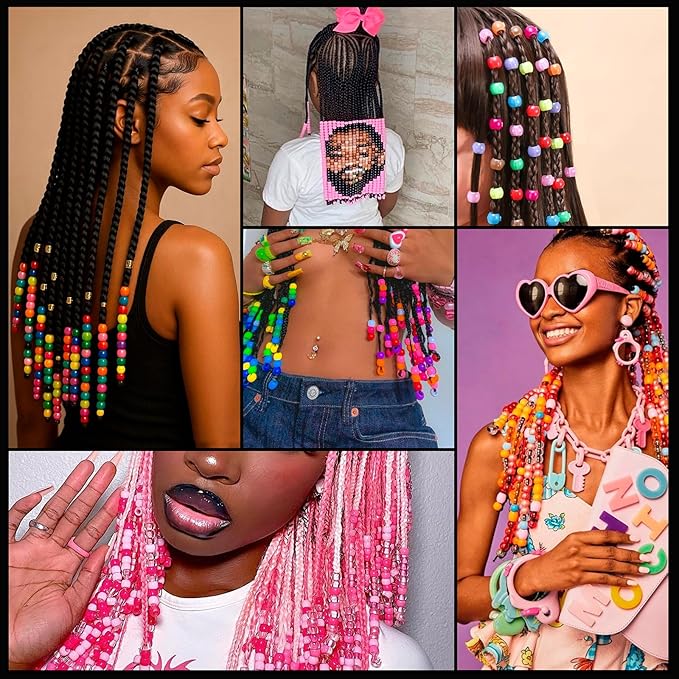 Dowsabel Purple Pony Beads Bulk 1000 Pcs 6x9mm, Large Hole Kandi Hair Beads for Braids Bracelets, DIY Friendship Bracelets Necklaces Jewelry Making Crafts and Gifts