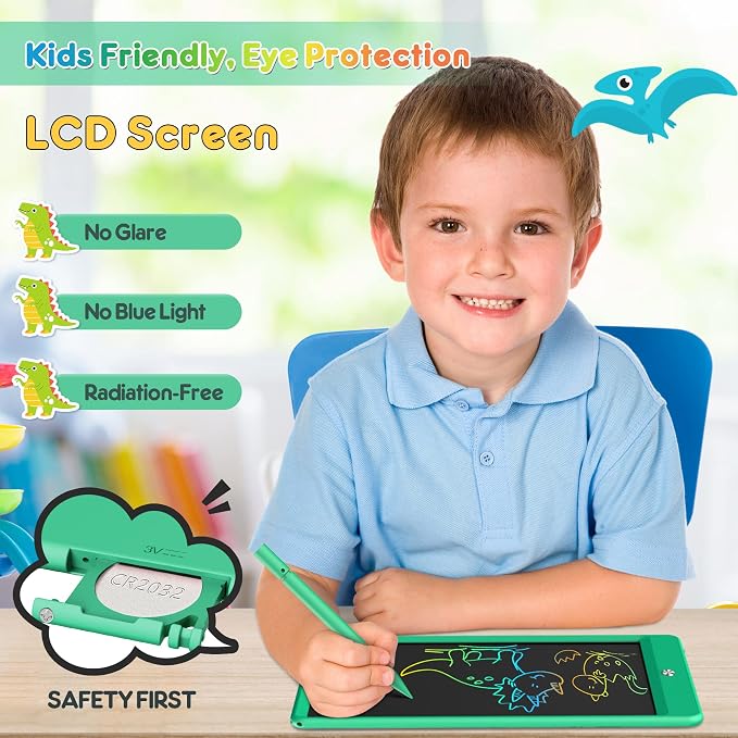 FLUESTON LCD Writing Tablet, Doodle Board Gifts for 3-8 Year Old Girls Boys, 10 Inch Colorful Electronic Board Drawing Pad for Toddlers, Christmas Birthday Gifts for Kids，Erase Lock Writing Board