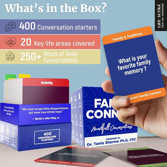 Life Sutra Family Connect - 400 Conversation Starter Cards for Families, Teens, Car Travel Communication Game, Social Skills & Mindful Therapy Talk, Fun