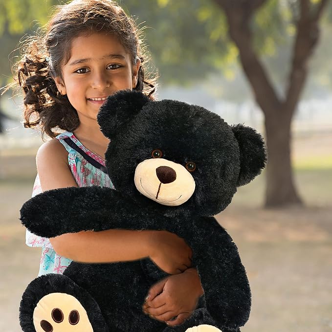 LotFancy Teddy Bear Stuffed Animals, 20 inch Soft Cuddly Cute Plushies, Plush Toys with Footprint Design, Stuffed Animals for Girls Kids Baby Toddlers, Baby Shower Easter Birthday Gift Decor, Black