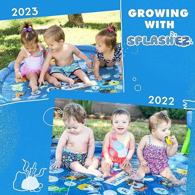 SplashEZ Splash Pad Sprinkler for Kids, Outdoor Water Play Mat, Backyard Sprinkler Pool for Toddlers, Babies & Kids - Solar System, 60 in