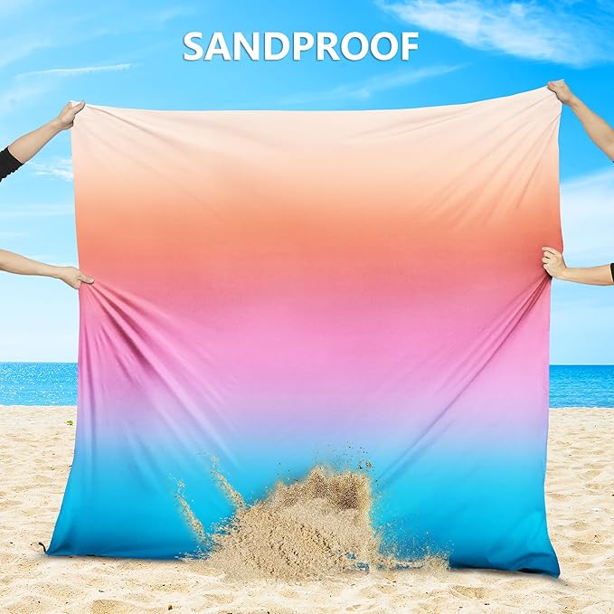 AISPARKY Beach Blanket Waterproof Sandproof Extra Large, Oversized Beach Mat, Quick Drying&Compact&Lightweight, Picnic Blankets Vacation Essentials for Outdoor Beach Camping (79" X 108" (6 Person))