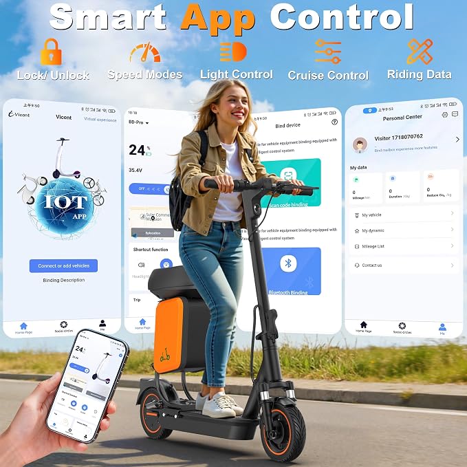 Electric Scooter for Adults, Teens & Big Kids, 350W-500W Motor, 10Mph-21 MPH & 10-28 Miles Max Range, 6.5 to 10 inch Tires, Portable Lightweight E-Scooter