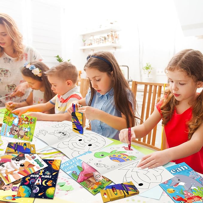 Elfew 20 Set Small Coloring Books with Crayons for Kids Party Favors, Bulk Coloring Books for Kids Ages 2-4 , Gifts Goodie Bag Stuffers, Classroom Activity, Back to School Supplies